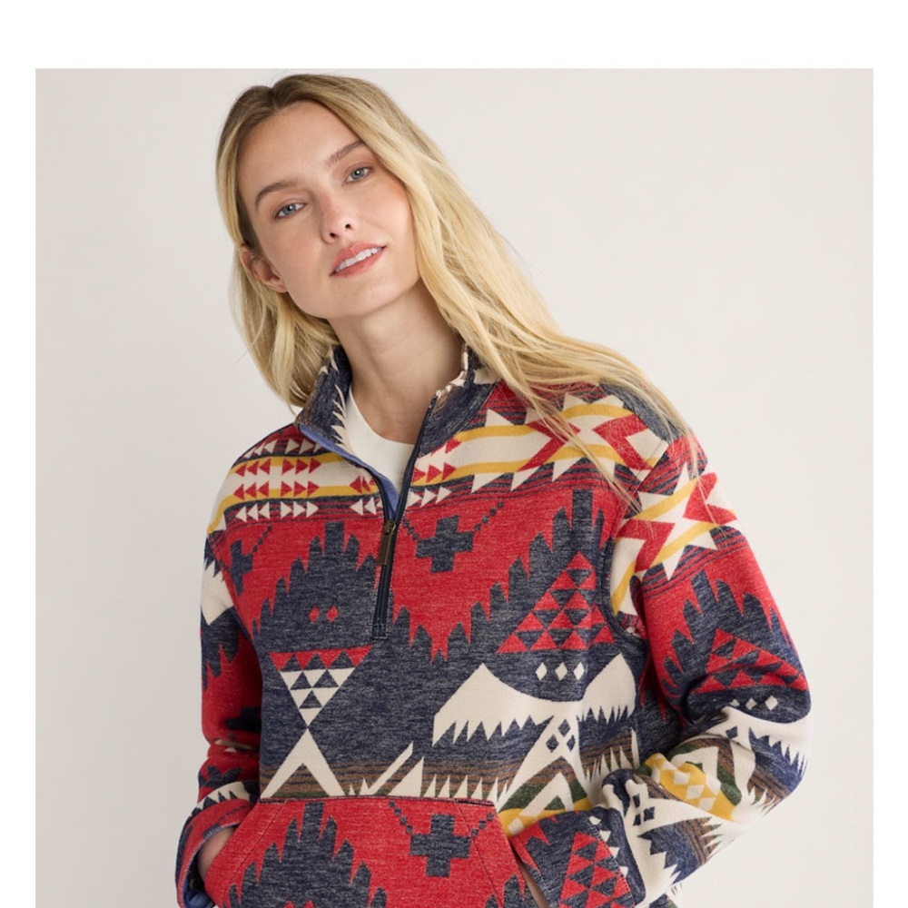 Pendleton Red and Black Geometric Pullover